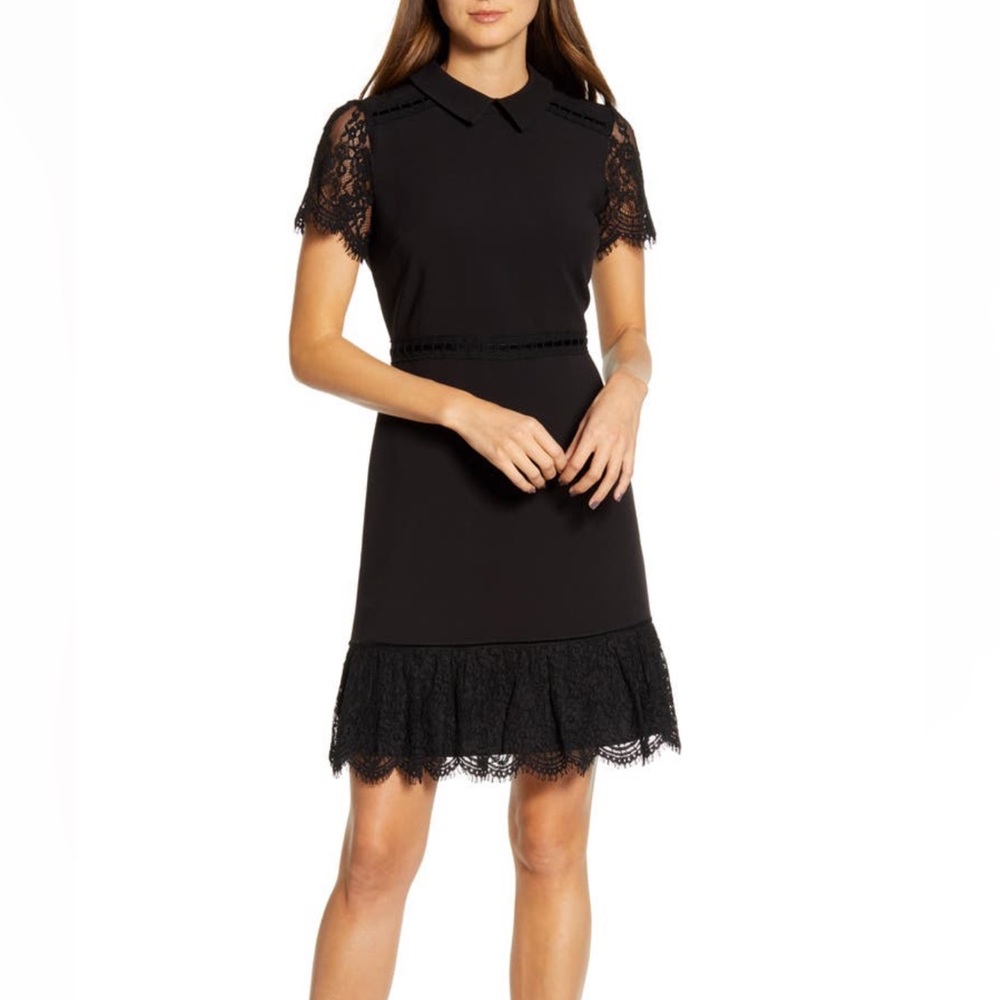 Karl Lagerfeld lace trim sheath dress size 6